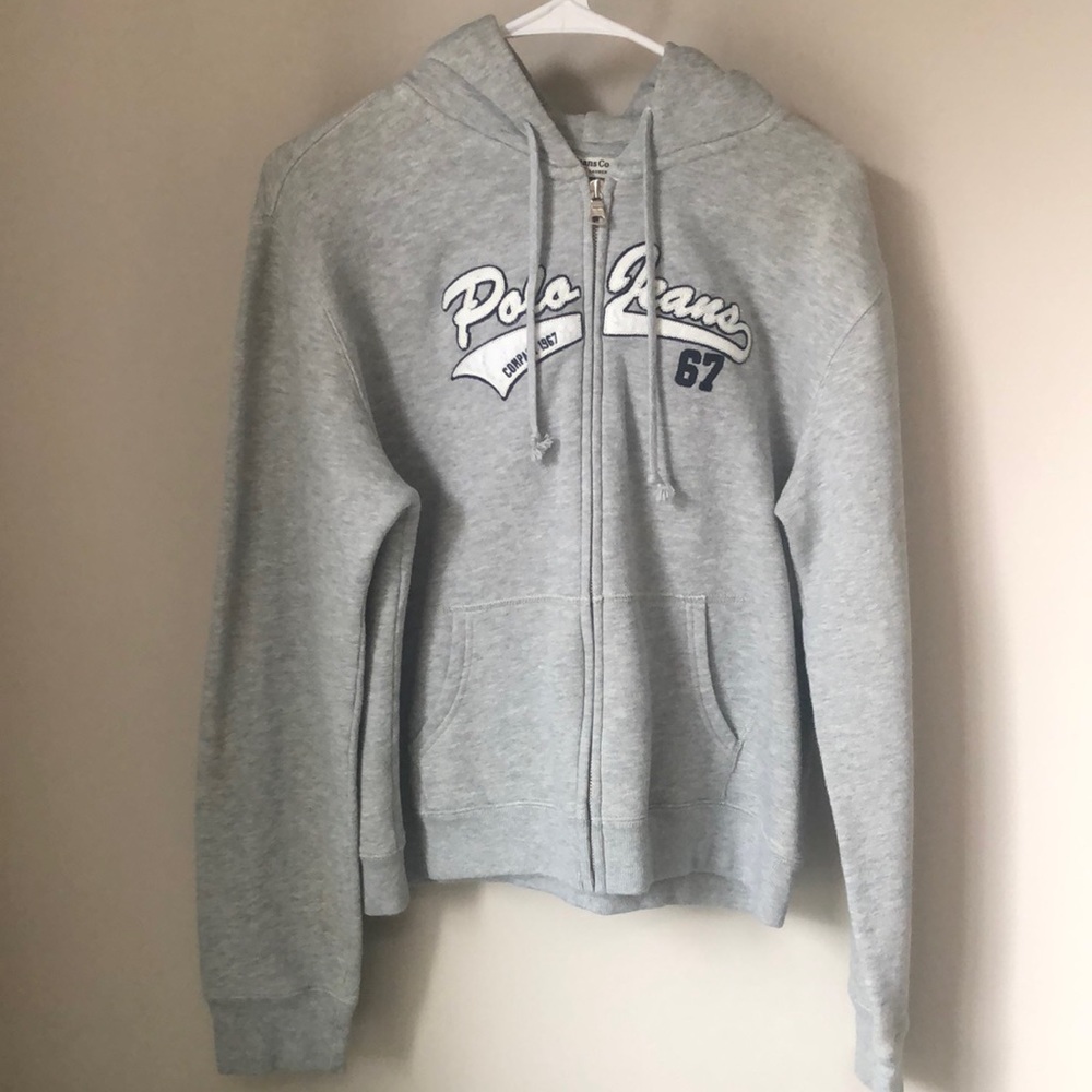 Ralph 🇺🇸 Lauren Polo Jeans Co. 1967 Zip Down Hoodie Women’s XL Gray Like New - Picture 2 of 9